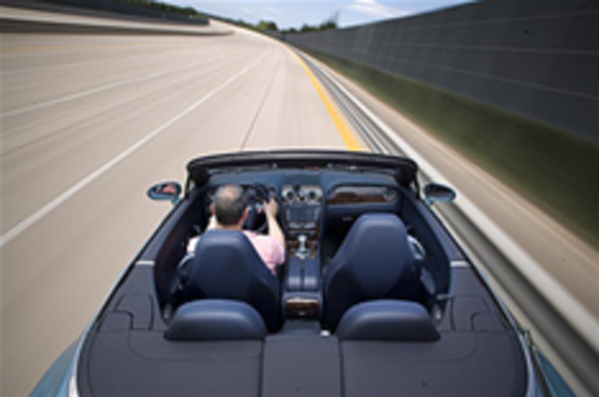 200mph, roof down in a Bentley