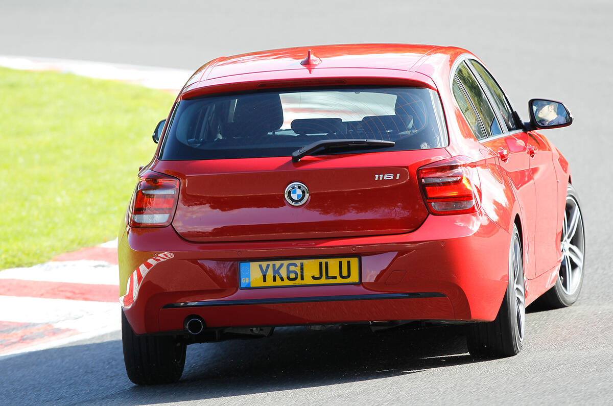 It's tricky to adopt a style and pace that allows the 1-series' front and rear tyres to reach their potential simultaneously BMW 1 Series rear cornering