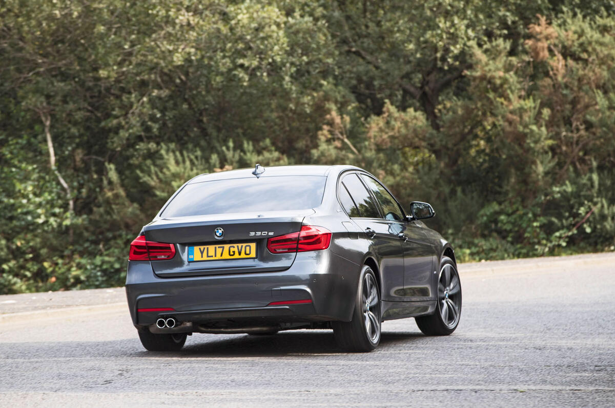 BMW 330e rear cornering