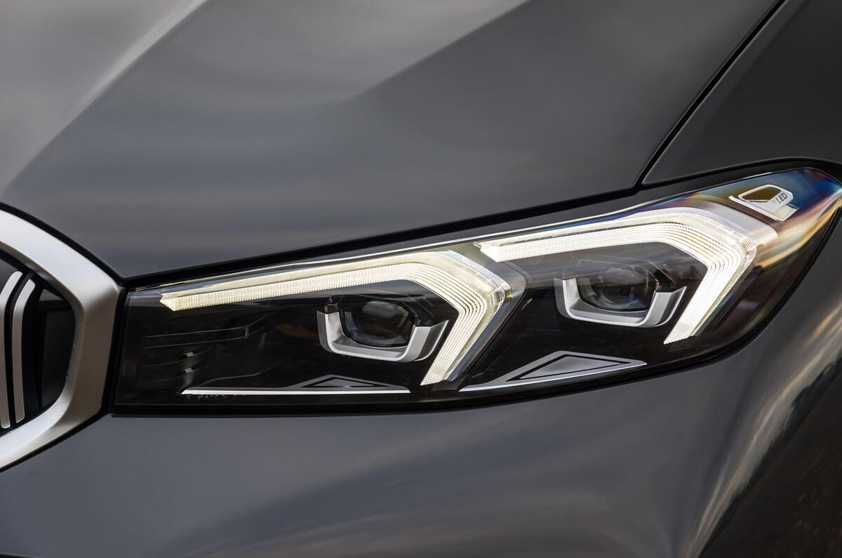 BMW 330e review 2024 04 headlights BMW 330e review 2024 04 headlights