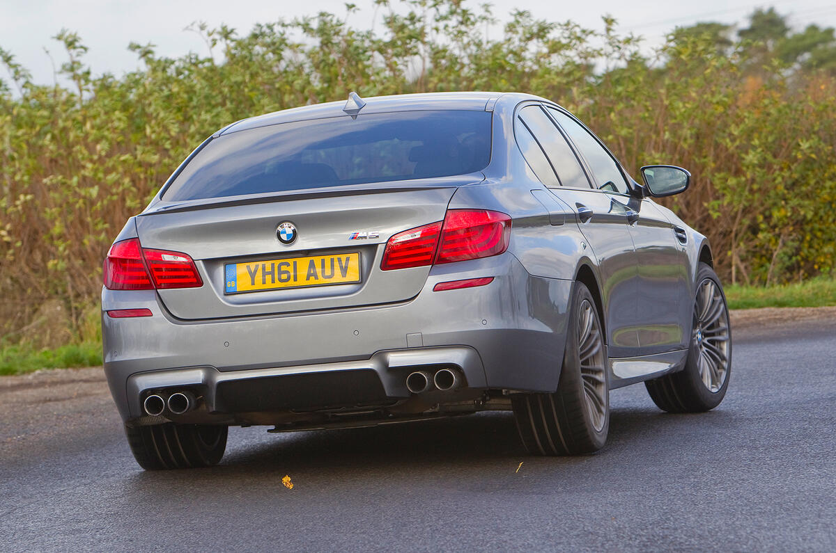 Steering has a fundemental shortage of communicative subtlety BMW M5 rear cornering