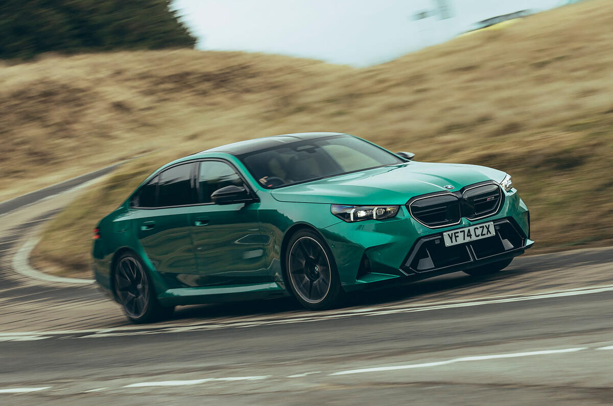 BMW M5 review 2025 027 front cornering