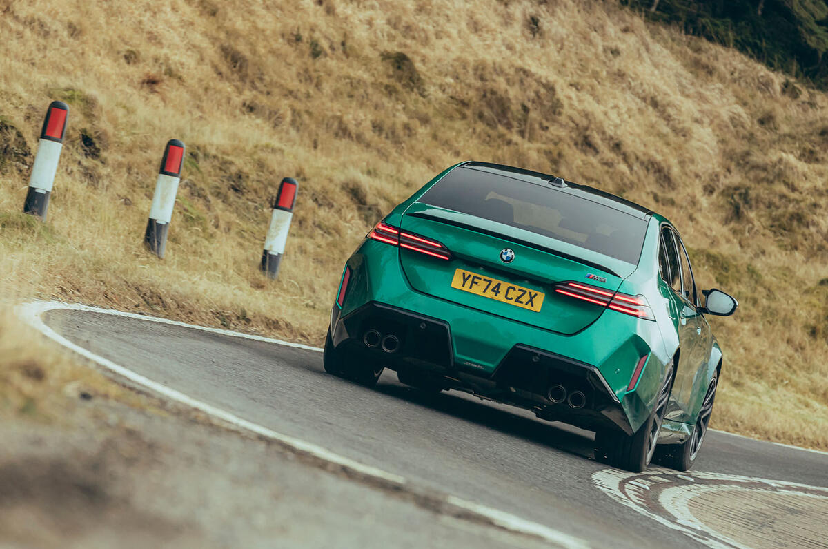 BMW M5 review 2025 028 rear cornering