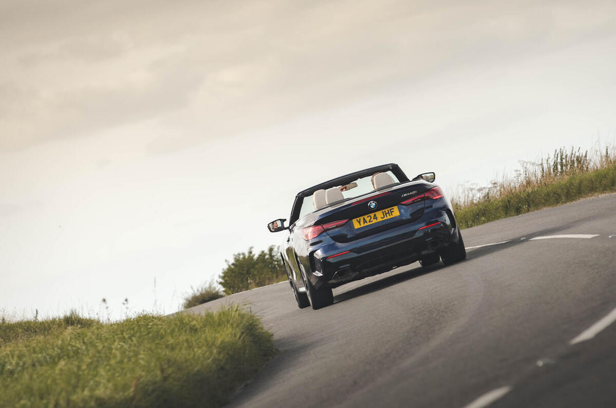 BMW M440i Cabriolet in blue   cornering rear BMW M440i Cabriolet in blue   cornering rear