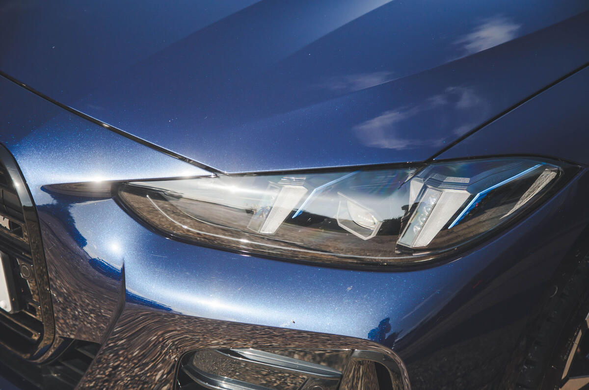 BMW M440i Cabriolet in blue   headlight BMW M440i Cabriolet in blue   headlight