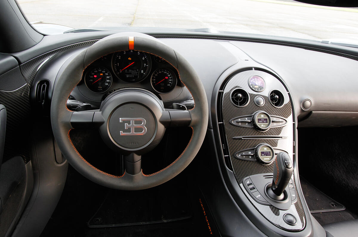 The Veyron's cabin is exquisite, but for £2 million the Super Sport lacks the luxury expected  Bugatti Veyron dashboard