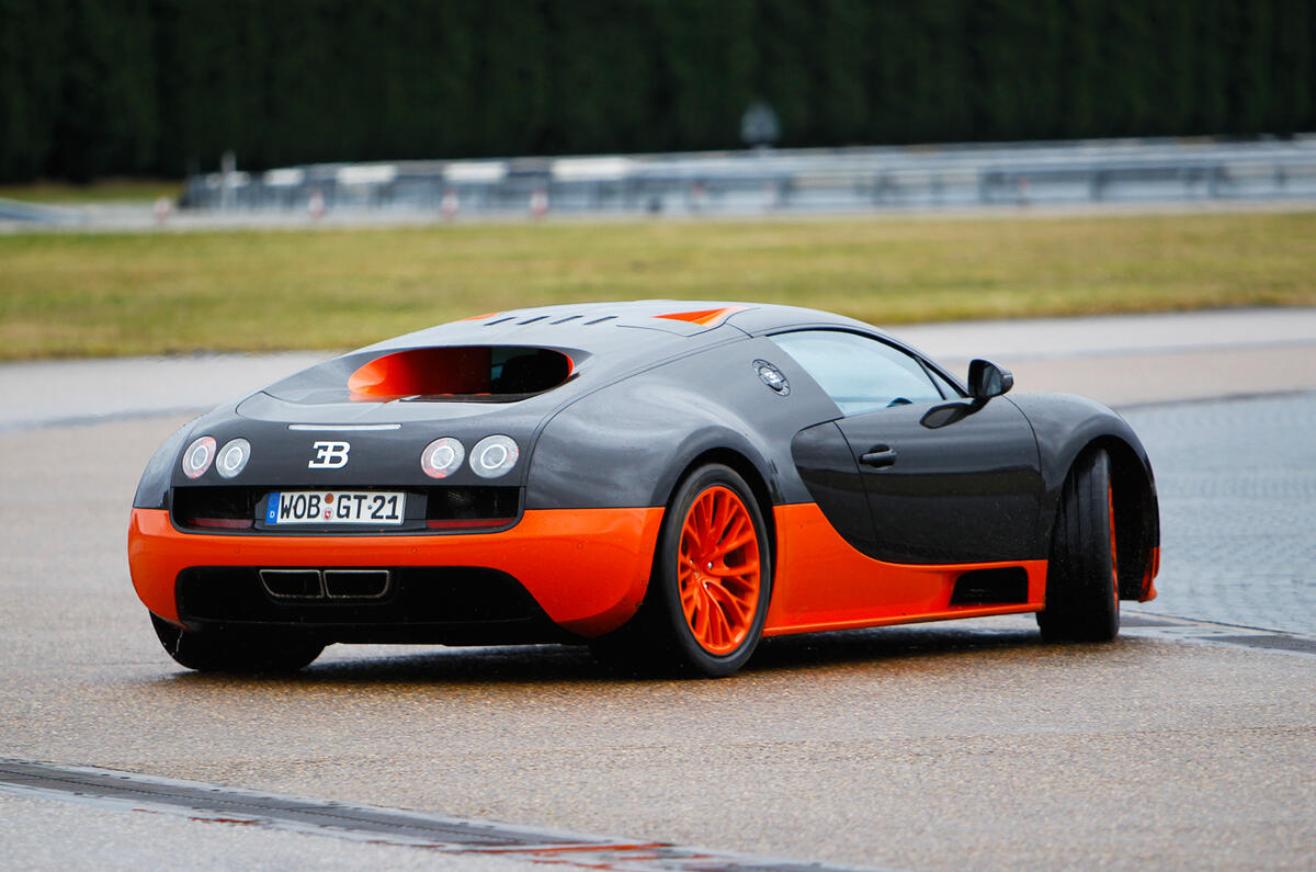 The Veyron has a tendency to understeer, cured by carefully-timed trail braking Bugatti Veyron Super Sport