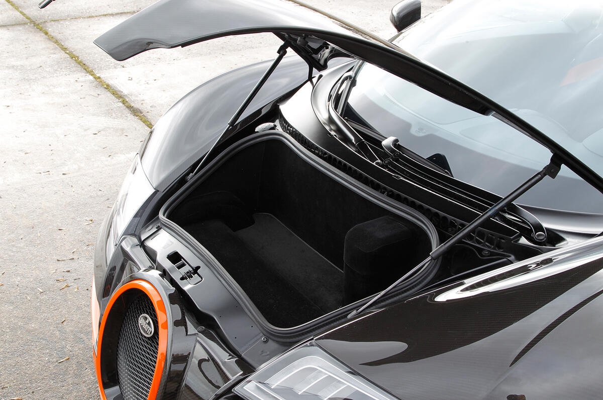 Despite its record-breaking performance, the Veyron still has a boot, albeit a small one Bugatti Veyron boot