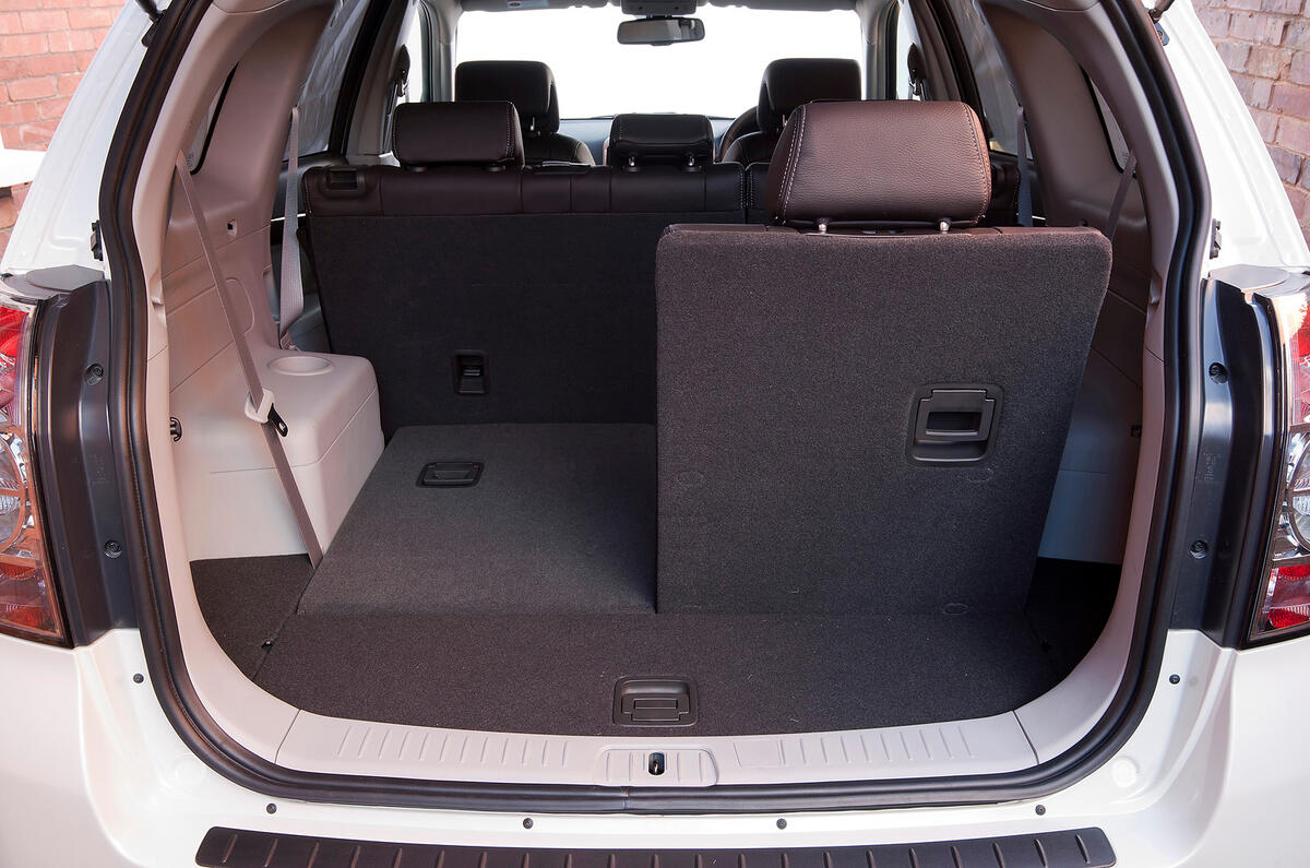 The rearmost seats appear from the boot floor, much like the Vauxhall Zafira Chevrolet Captiva flexible seating