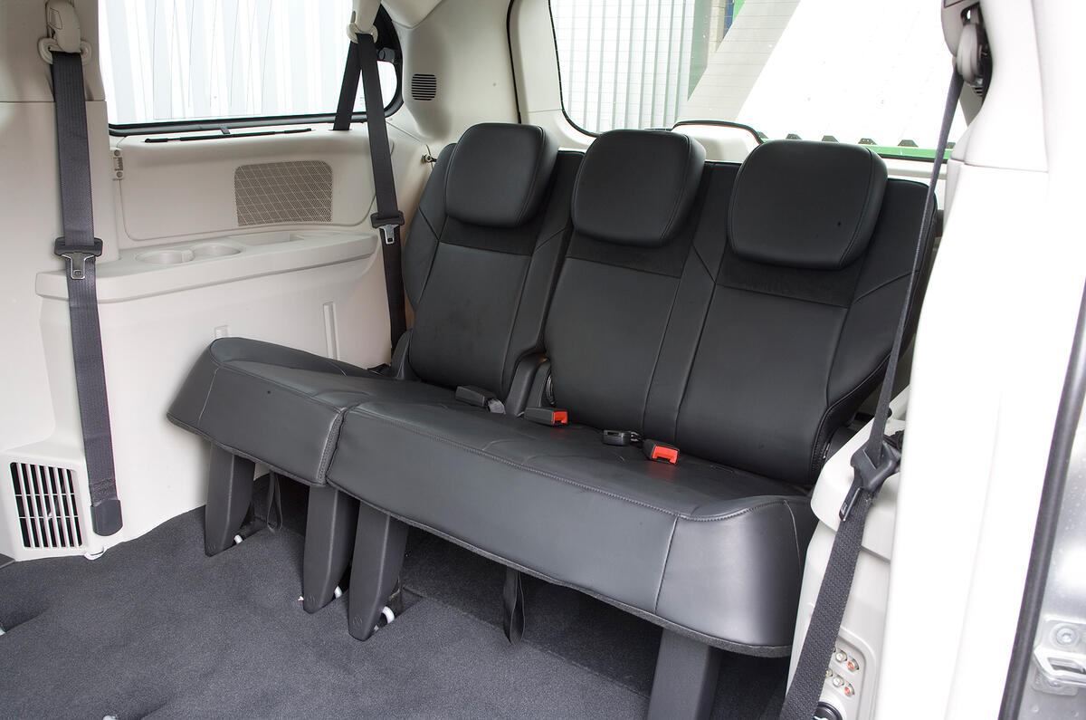 Third row can hold three, though adults will struggle  Chrysler Voyager back row seats