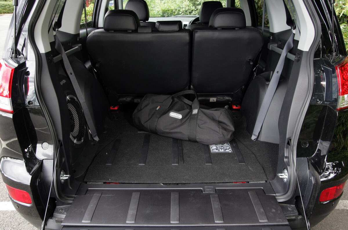 Leave the rear seats in the floor and the reasonably shaped boot is a good size Citroën C-Crosser boot space