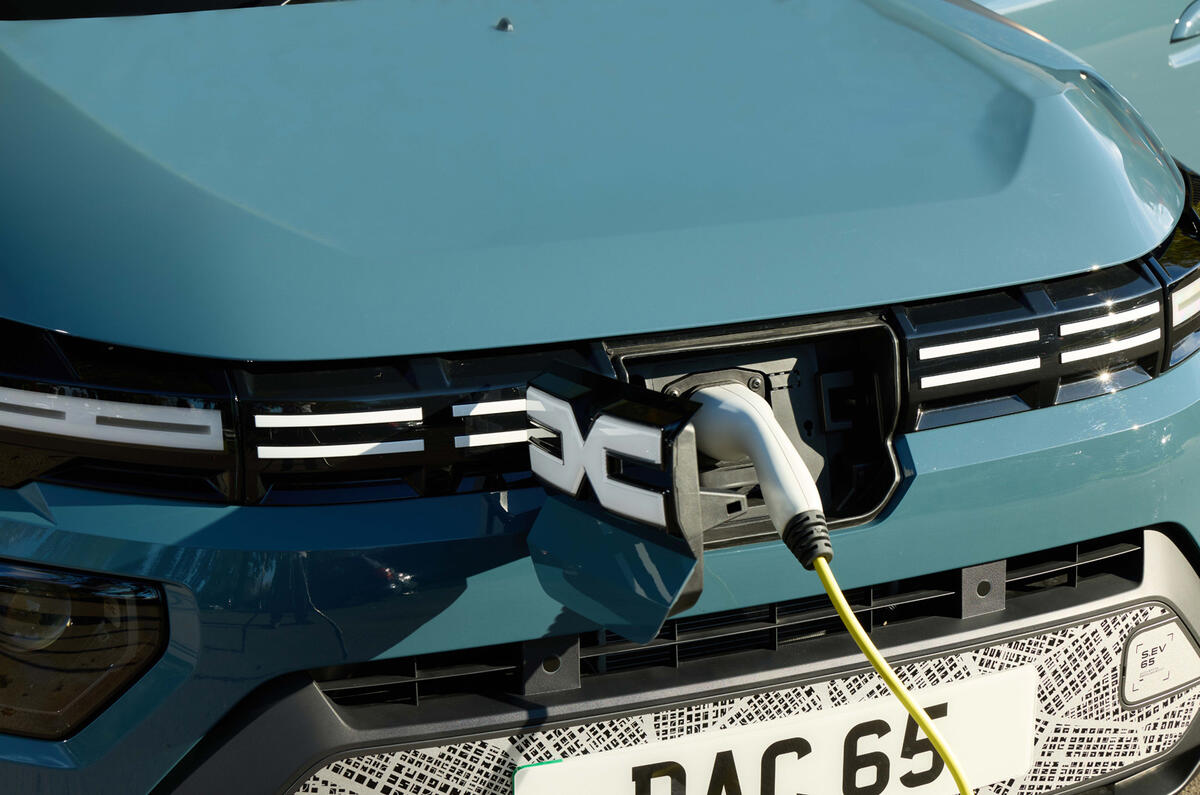 Dacia Spring review   charging port close up Dacia Spring review   charging port close up
