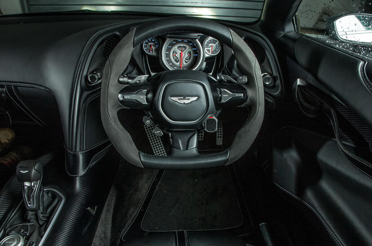The well-designed Aston Martin DB10 steering wheel