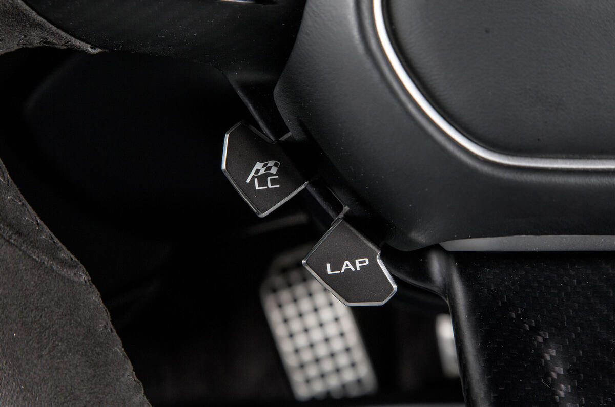 The DB10 comes fitted with launch control and lap timer on the steering wheel