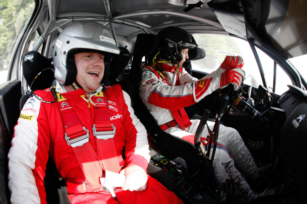 Mikko Hirvonen flat-out at Goodwood&#039;s rally stage