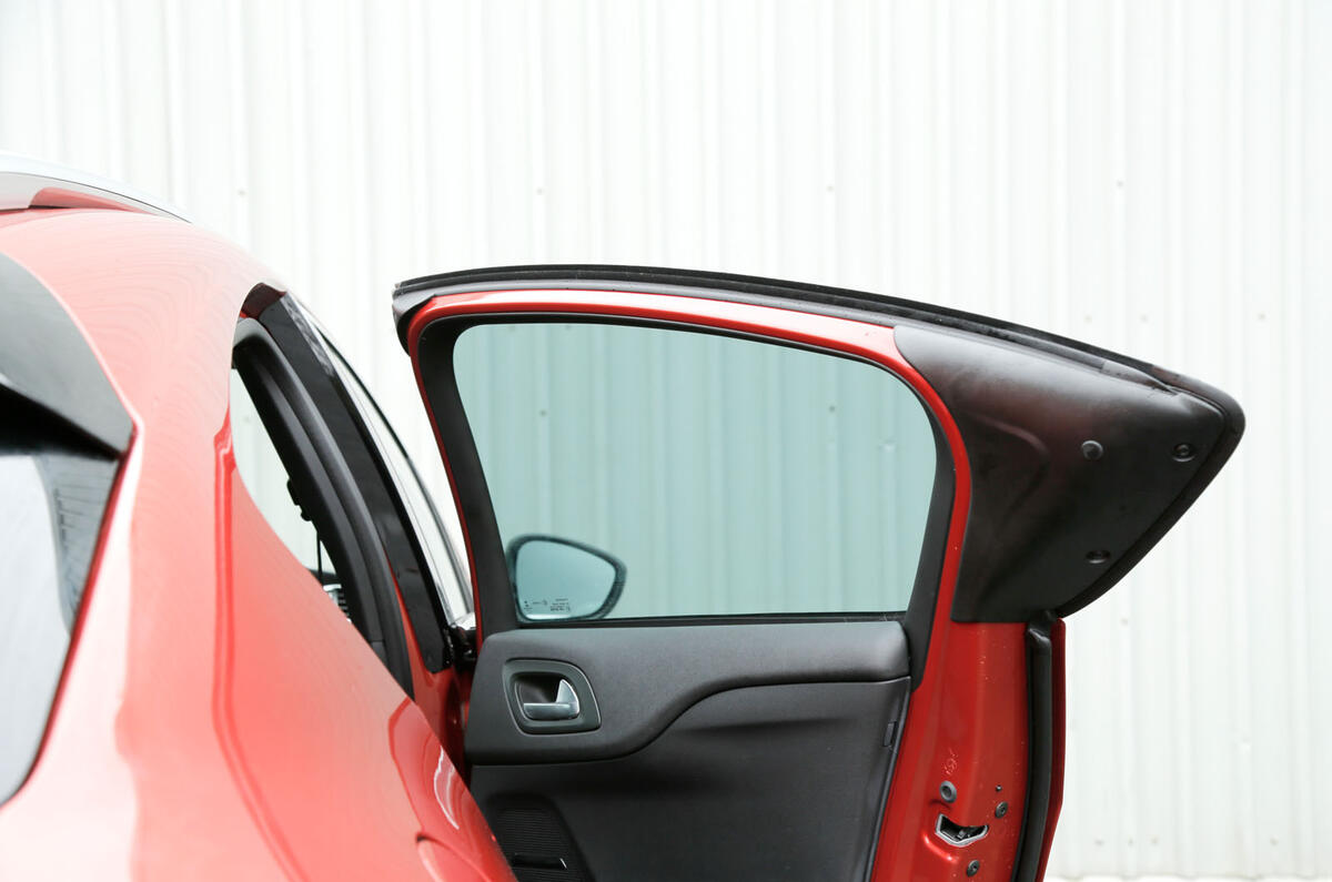 The longer leading edges on the rear doors help conceal the door handles