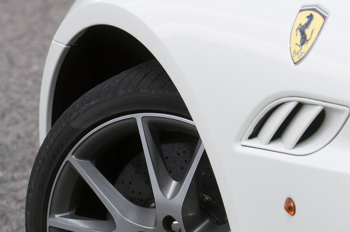 The California takes several styling cues from the original car, such as these wing-mounted vents Ferrari California wing-mounted vents