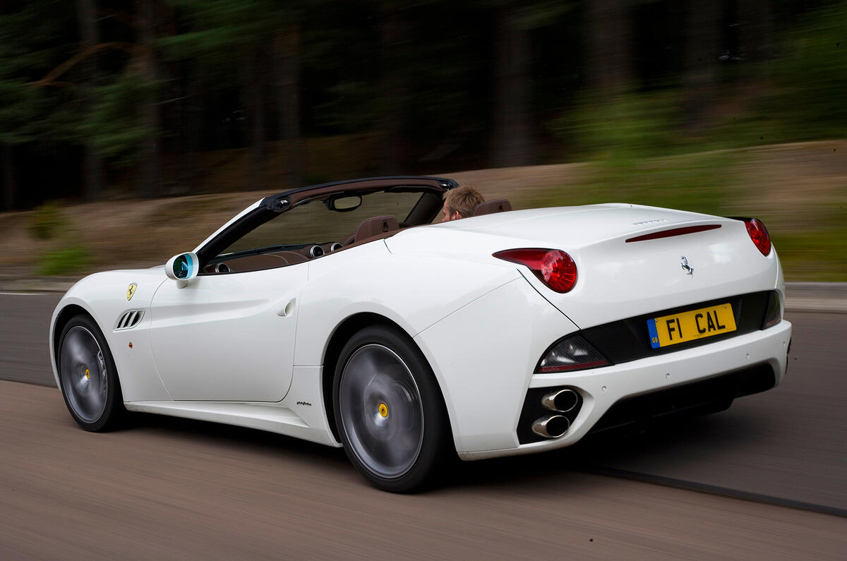 The California gets off the line with almost zero wheel slip Ferrari California rear