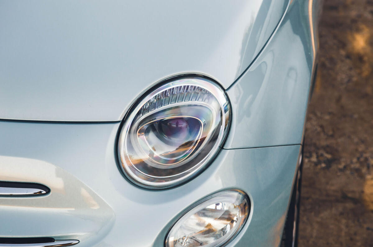 fiat 500c hybrid review 2024 05 headlight