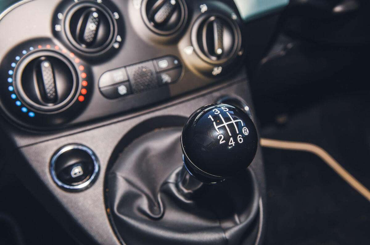 fiat 500c hybrid review 2024 10 gearstick