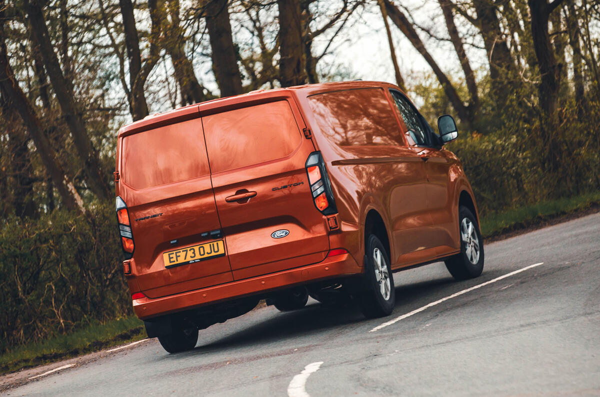ford transit custon review 2024 03 rear cornering