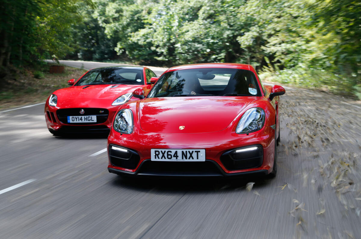 Comparison: Porsche Cayman GTS versus Jaguar F-type coupe Comparison: Porsche Cayman GTS versus Jaguar F-type coupe