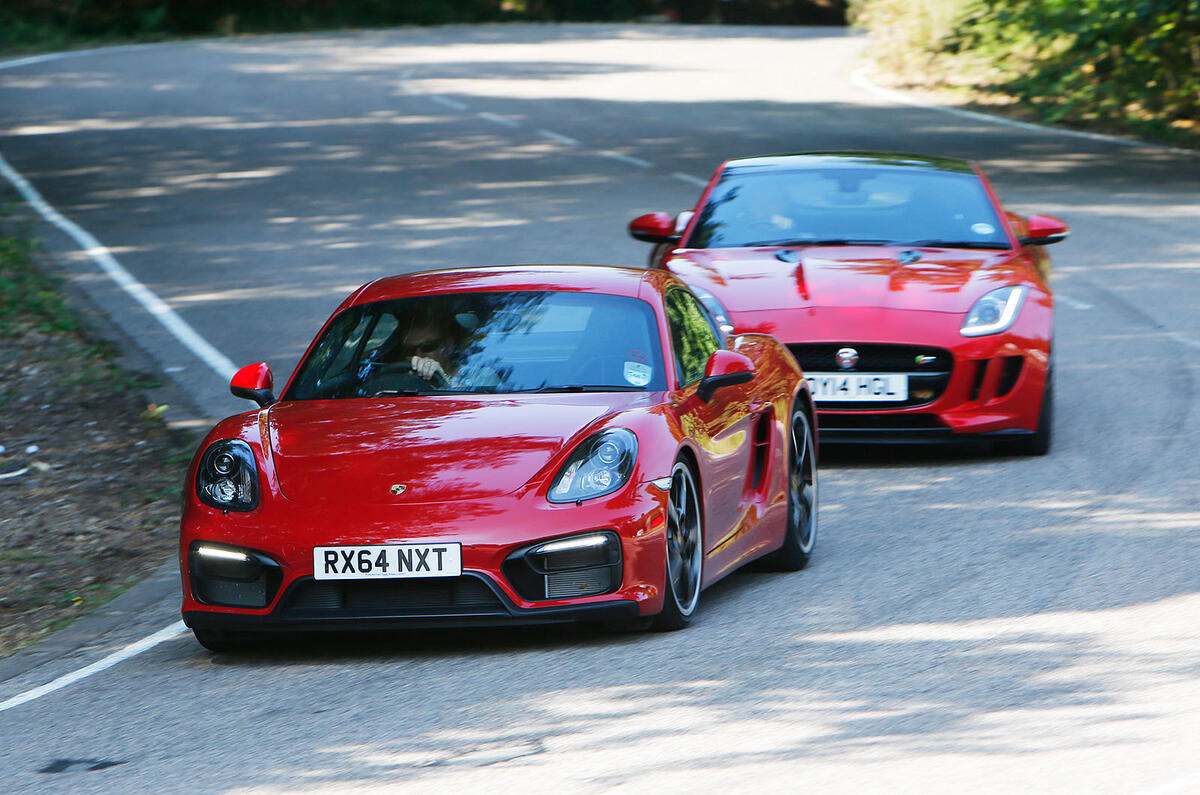 Comparison: Porsche Cayman GTS versus Jaguar F-type coupe Comparison: Porsche Cayman GTS versus Jaguar F-type coupe