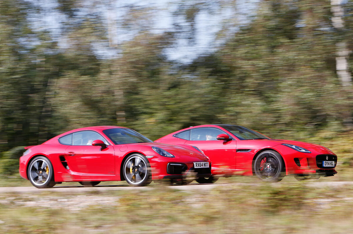 Comparison: Porsche Cayman GTS versus Jaguar F-type coupe Comparison: Porsche Cayman GTS versus Jaguar F-type coupe
