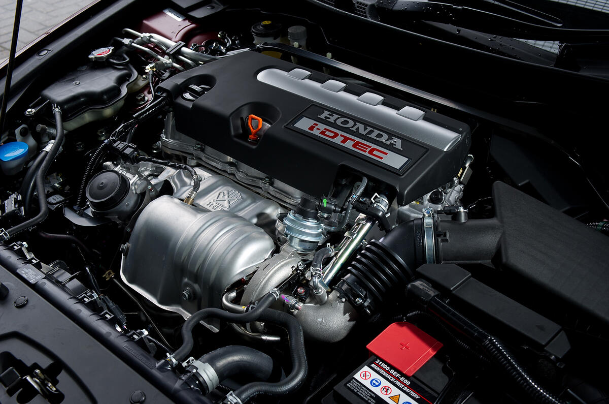 Accord is composed and driving uneventful on the dry circuit. Honda Accord engine bay