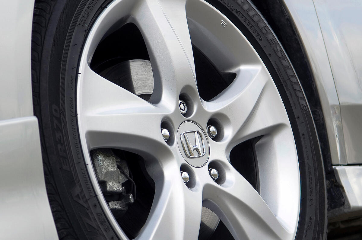 For the first time, Honda is fitting 17in rims as standard to the Accord. Even so, they still look only just big enough Honda Accord 17in alloy wheels