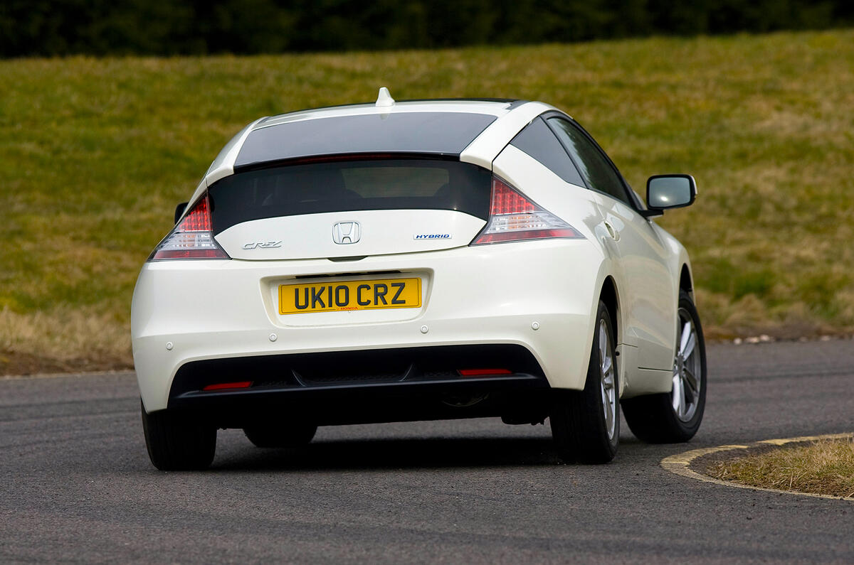 Outright grip  is strong; the CR-Z pulled 0.93g on the skidpan Honda CR-Z rear cornering