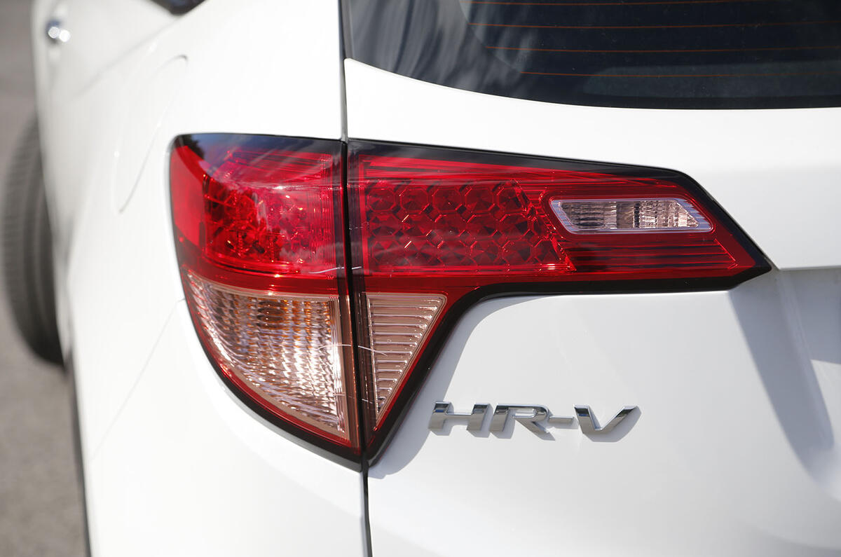 The horizontal swoop on the Honda HR-V is designed to make it appear wider, a similar approach is taken on the Jazz