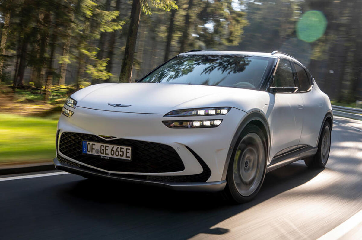 001 genesis gv60 front cornering 2022 001 genesis gv60 front cornering 2022