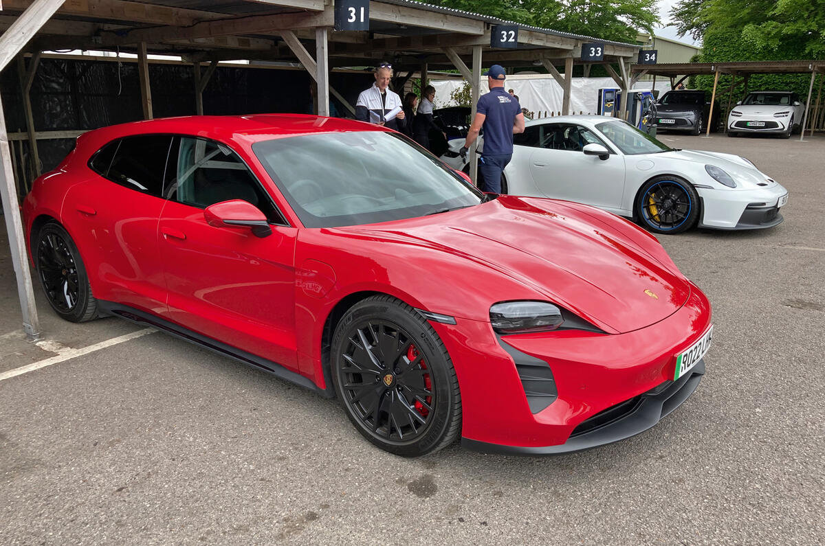 02 porsche taycan gts sport turismo front right quarter view