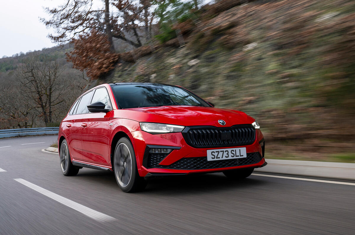 Skoda Scala front three quarters driving