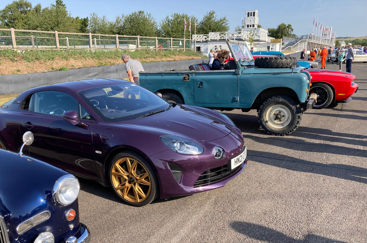 Alpine A110 2022 parked with classics Steve Cropley