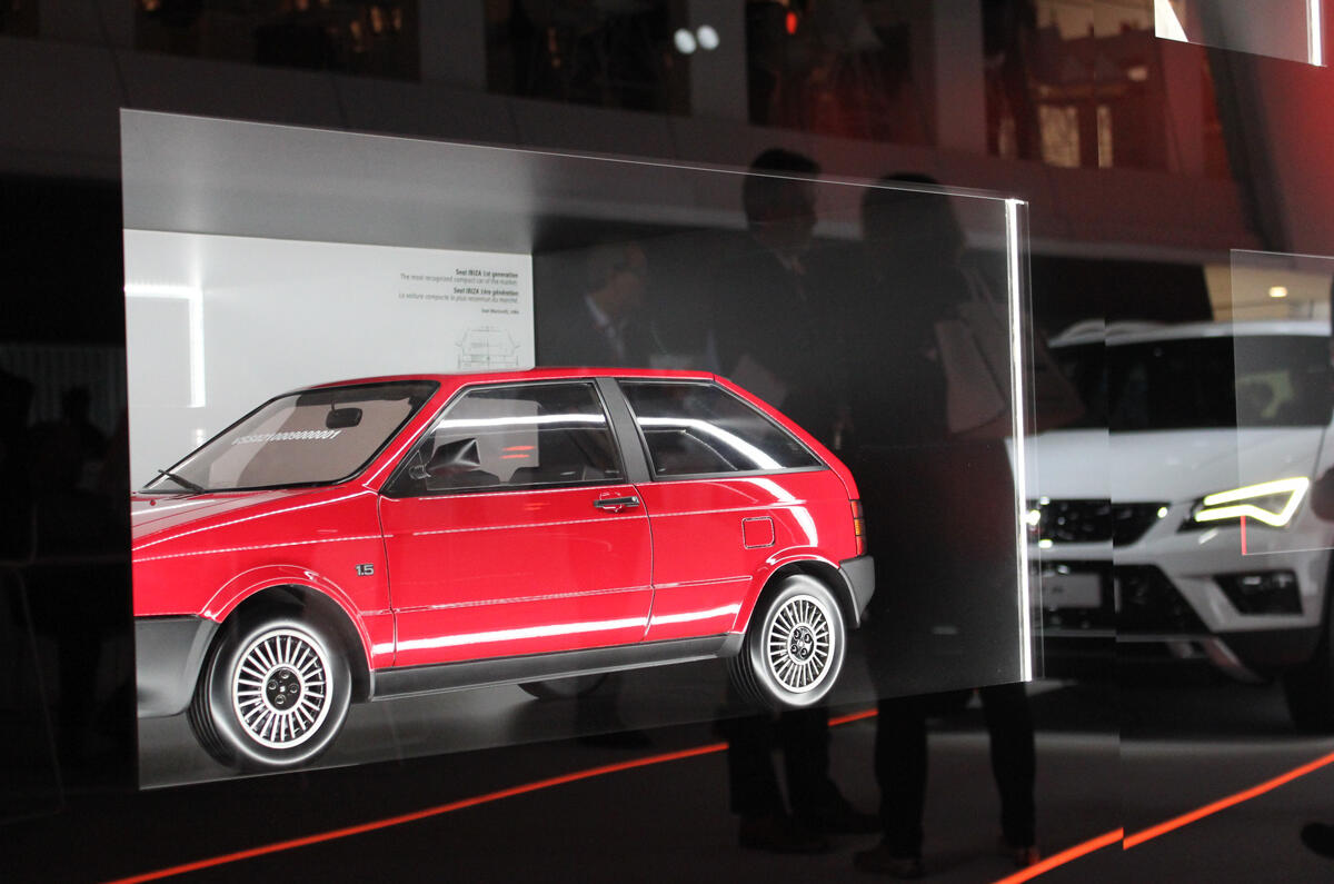 A model of the SEAT Ibiza Mk1 is on display in a celebration of Barcelona design A model of the SEAT Ibiza Mk1 is on display in a celebration of Barcelona design