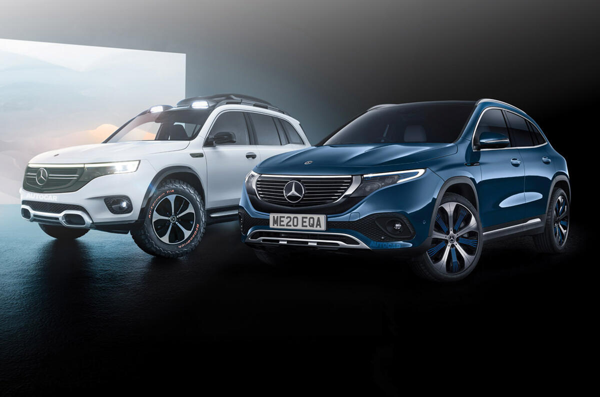 Mercedes-Benz EQB and EQA render - static front