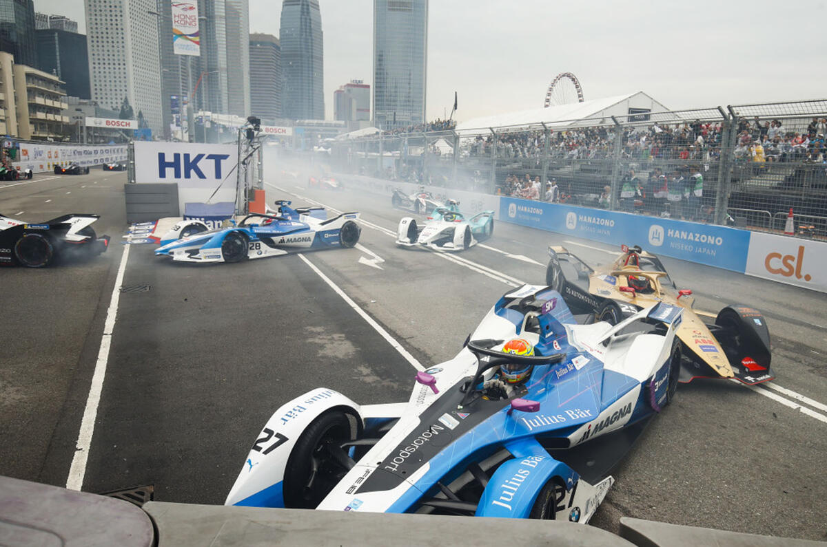 Oliver Sims racing in Formula E in New York
