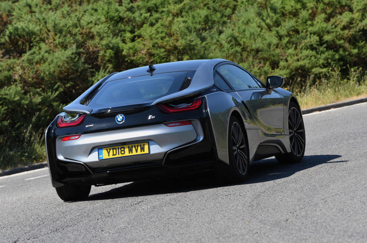 12 bmw i8 coupe 2018 uk fd cornering rear 12 bmw i8 coupe 2018 uk fd cornering rear