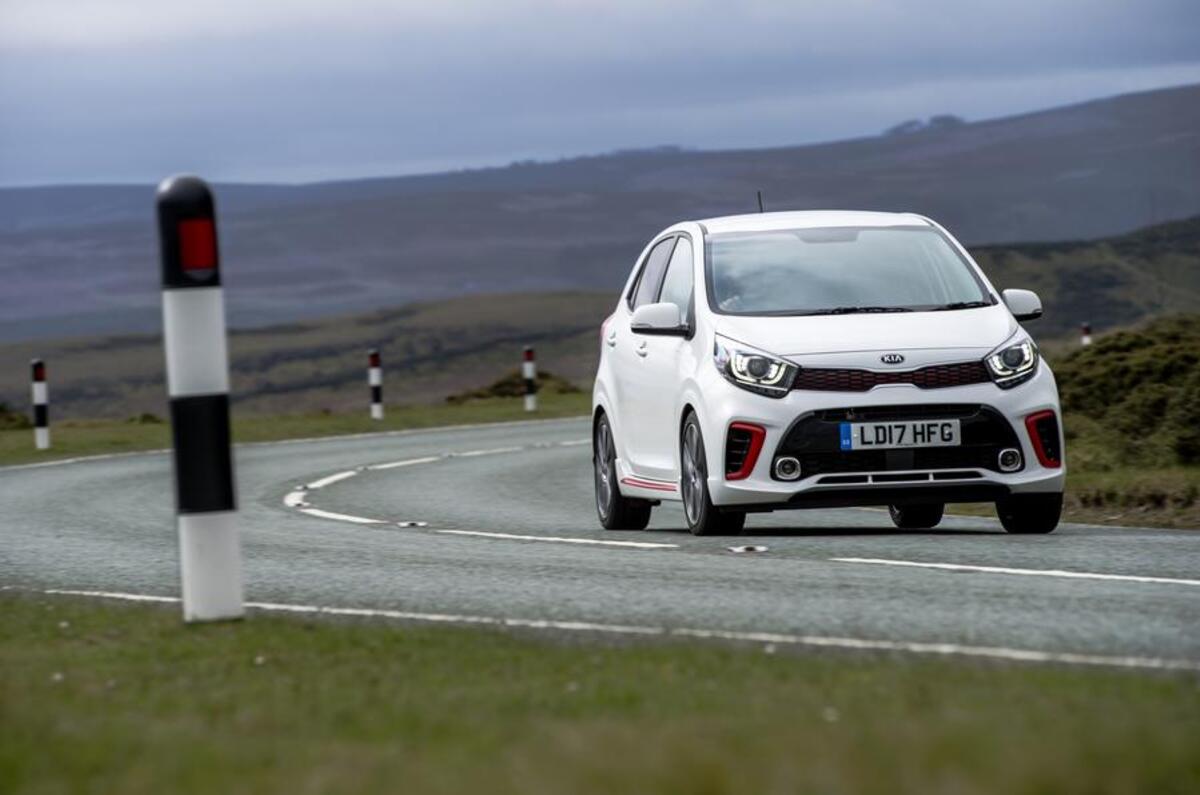 12 kia picanto review cornering front