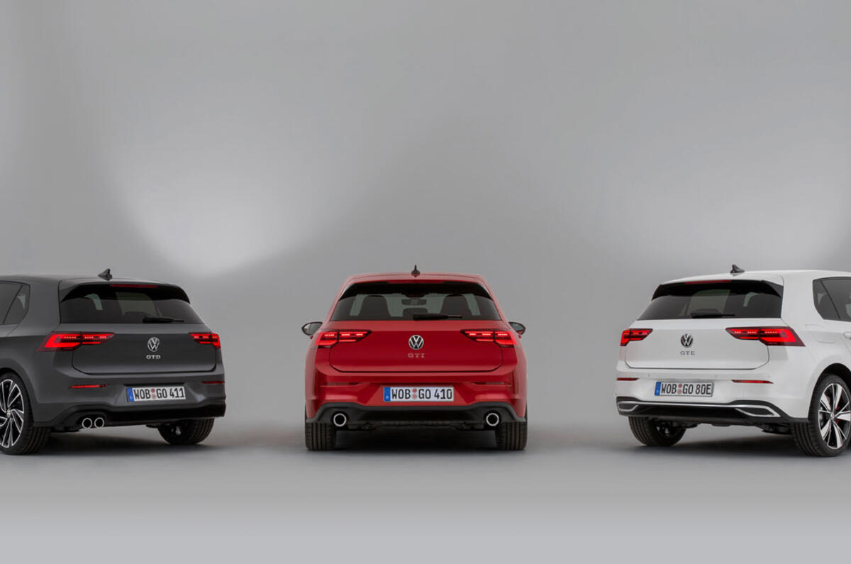 Volkswagen Golf GTD GTI and GTE 2020 - stationary rears Volkswagen Golf GTD GTI and GTE 2020 - stationary rears