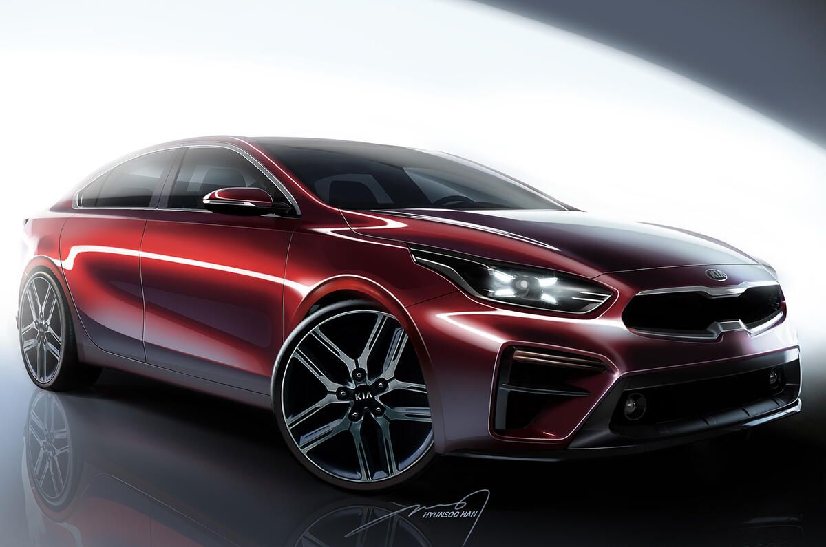 Kia Forte saloon shown in design sketches