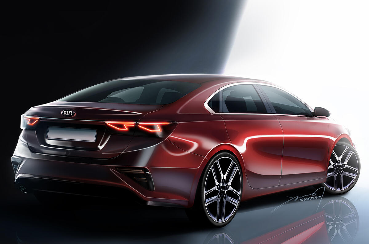 Kia Forte saloon shown in design sketches