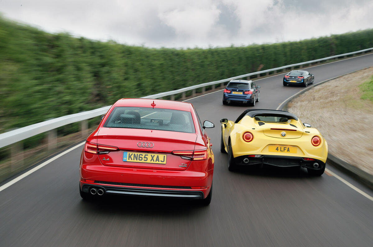 BMW i8, Audi A4, Alfa Romeo 4C Spider, Alpina D3 Biturbo Touring