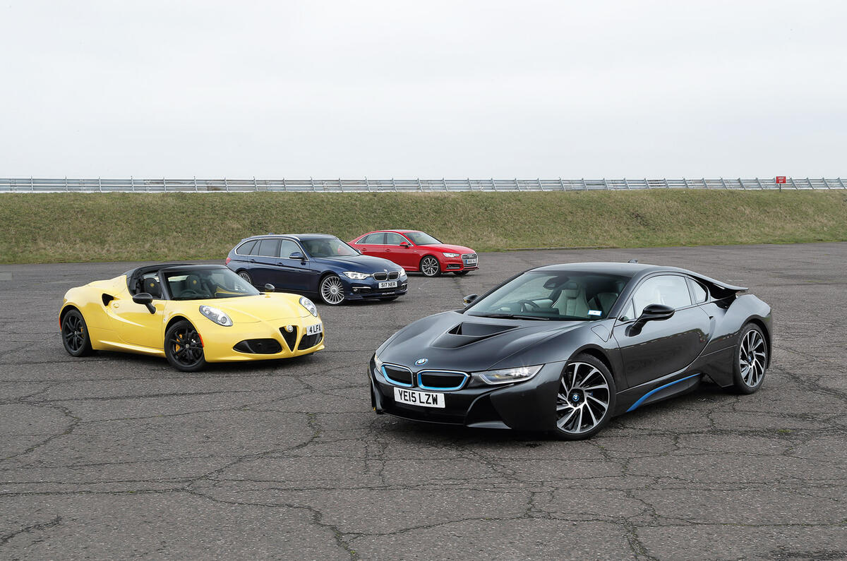 BMW i8, Audi A4, Alfa Romeo 4C Spider, Alpina D3 Biturbo Touring