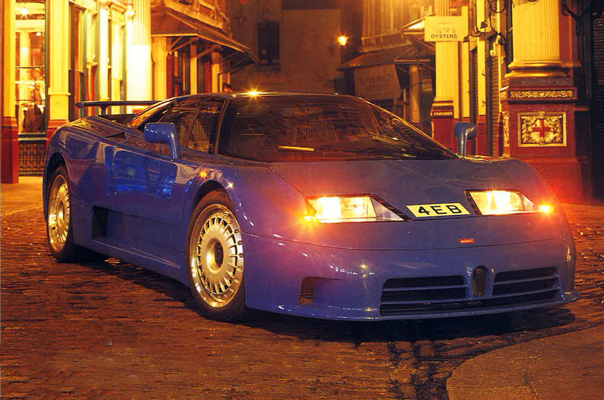 Bugatti EB110 GT with headlights on
