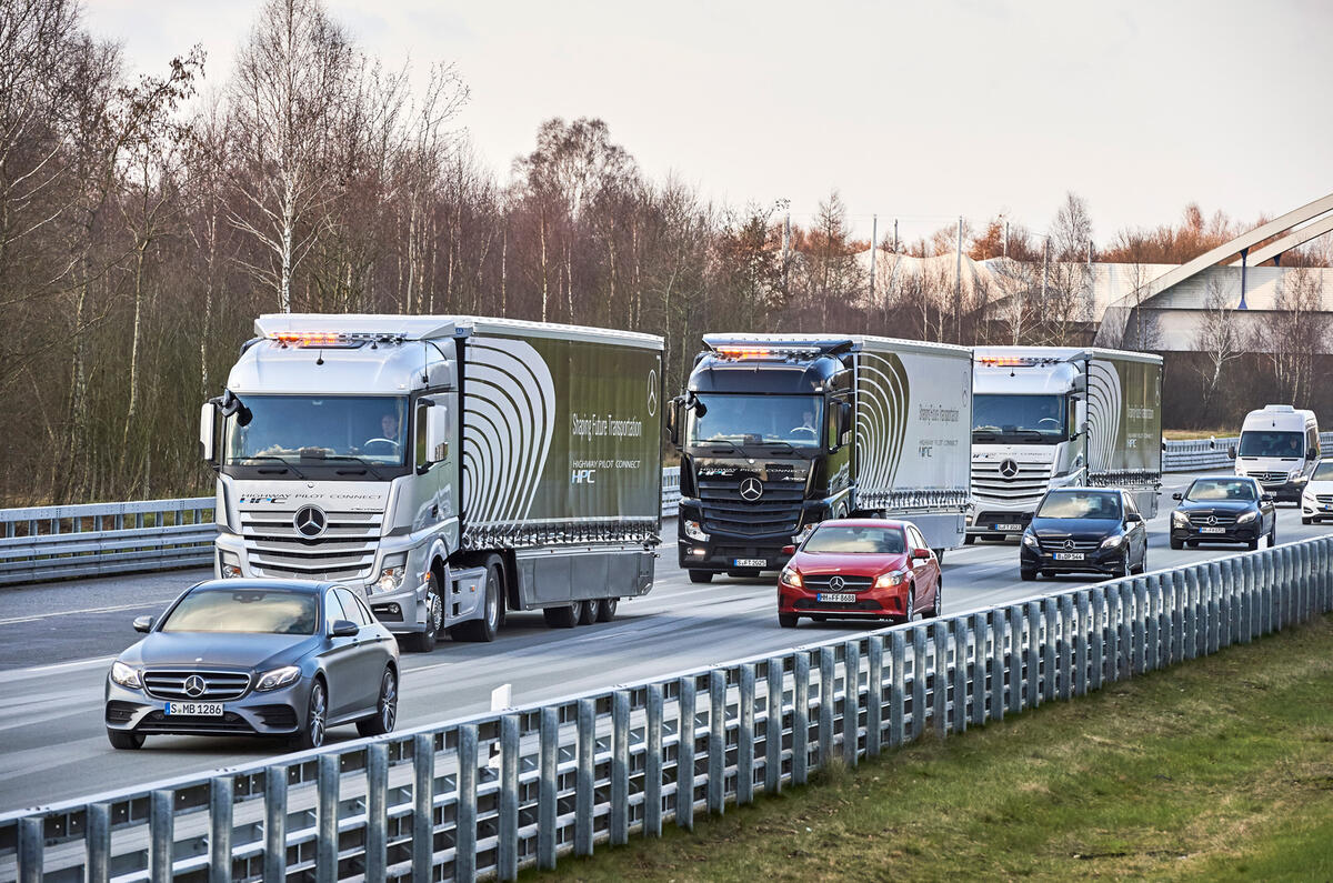 Mercedes lorry convoy
