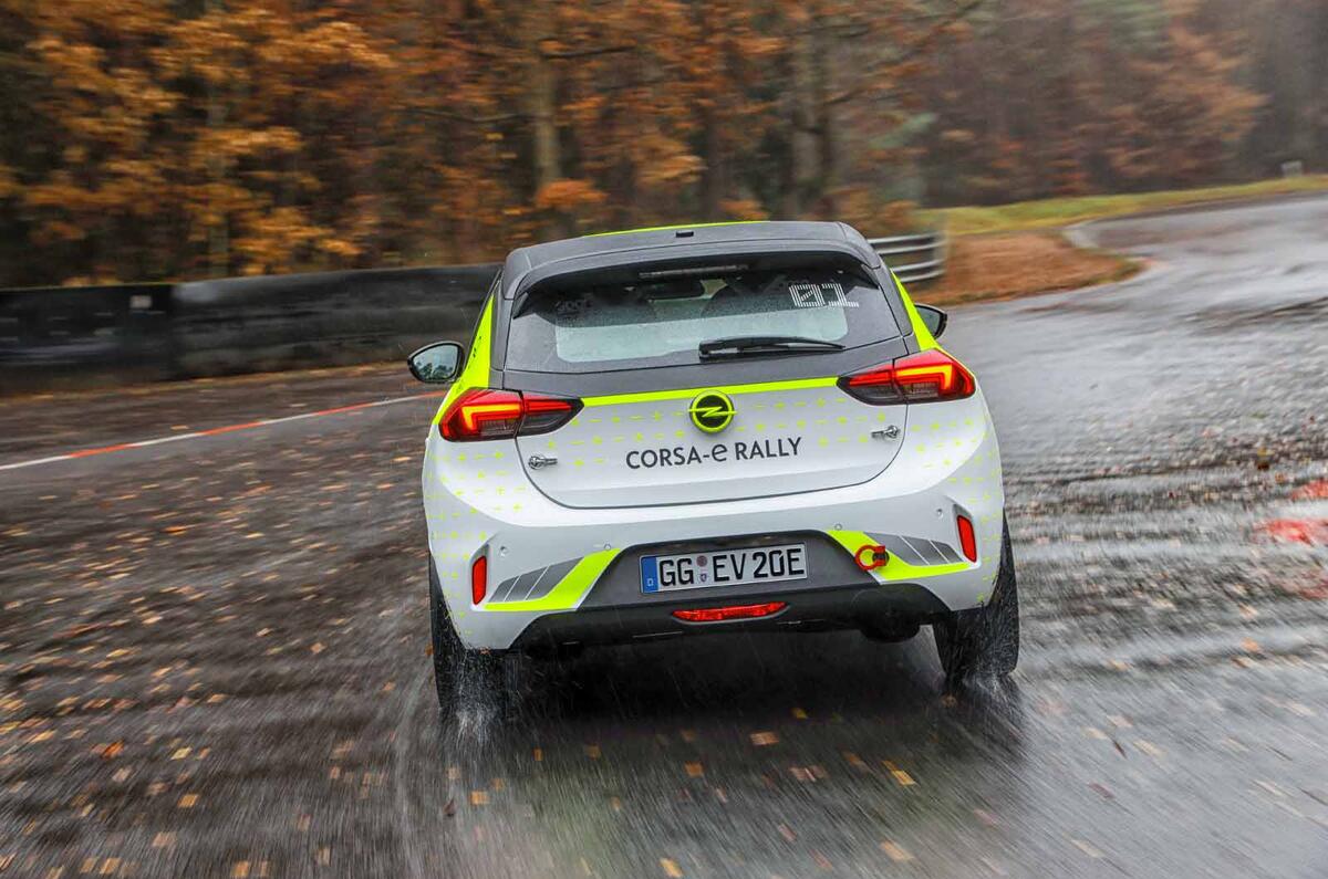 Vauxhall Corsa-e rally car rear dead