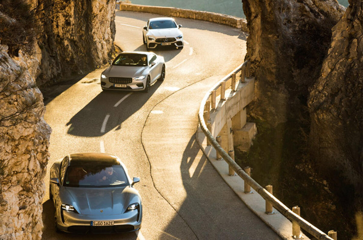 Porsche Taycan Turbo S - tracking front